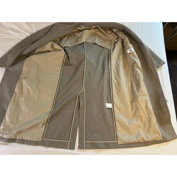Uniqlo U Chester Beige Belted Stretch Jersey Duster Long Coat Size L Minimalist - Picture 8 of 16